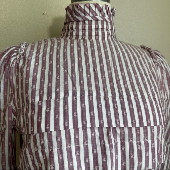 Anna Mason UK Sz 12 US Sz 8 Blouse Striped Ruffles - Picture 2 of 16